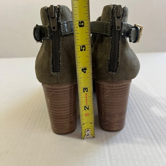 Womens Peep Toe Ankle Bootie Sz 6.5 Chunky Block Heel Boho Chic Western Country - Picture 6 of 8